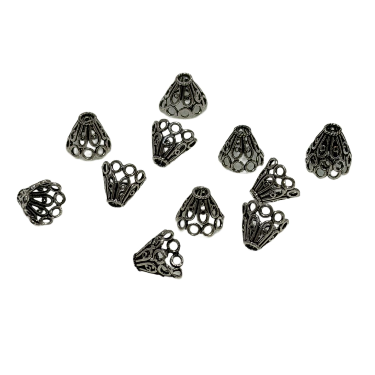 Sterling Silver Filigree Cone Bead Caps 10x13mm - Ornate Jewelry Making Findings