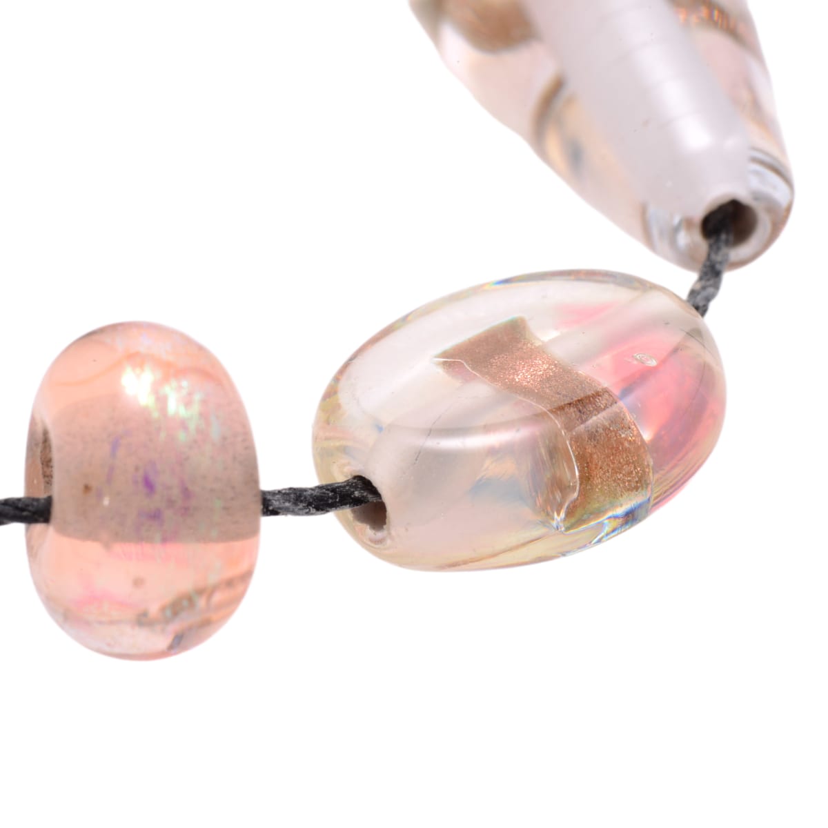 Pink Crystal Lampwork Glass Beads Mixed Shapes - 4 Piece Set with Gold Accents