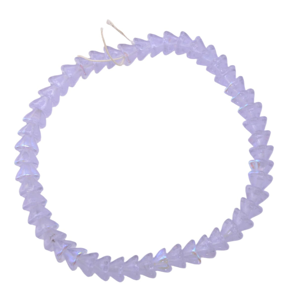 Czech Glass Iridescent Flower Cup Beads 9 inch Strand - Lavender Purple AB Finish