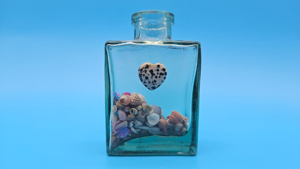 Glass Bottle with Heart – Coastal Home Decor Shell Accent