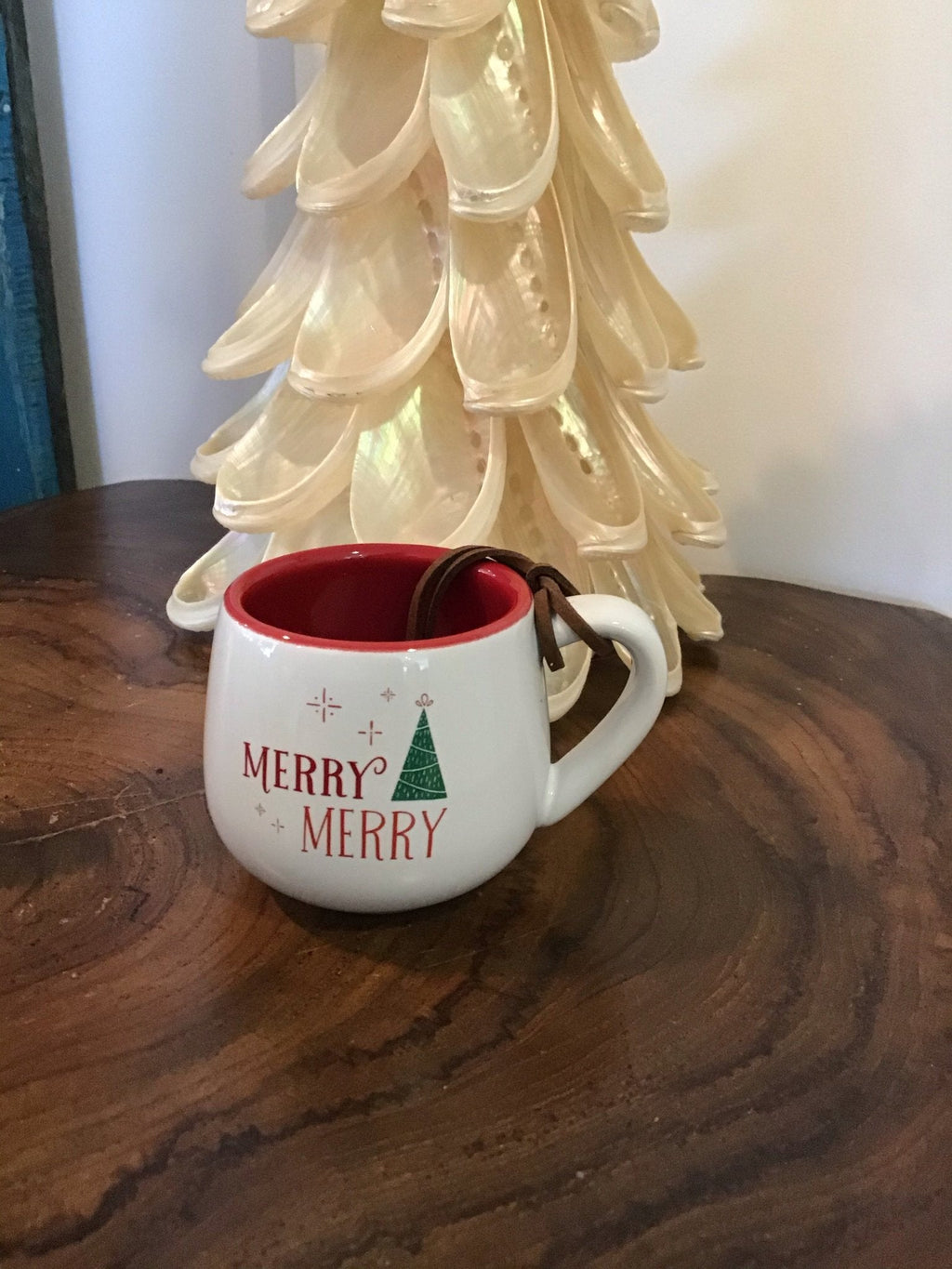 Holiday Mini Coffee Pod Mug - White w/ Red Interior