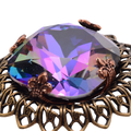 Watermelon AB Glass Rhinestone Filigree Brooch Setting 11x32mm - Antiqued Copper Base