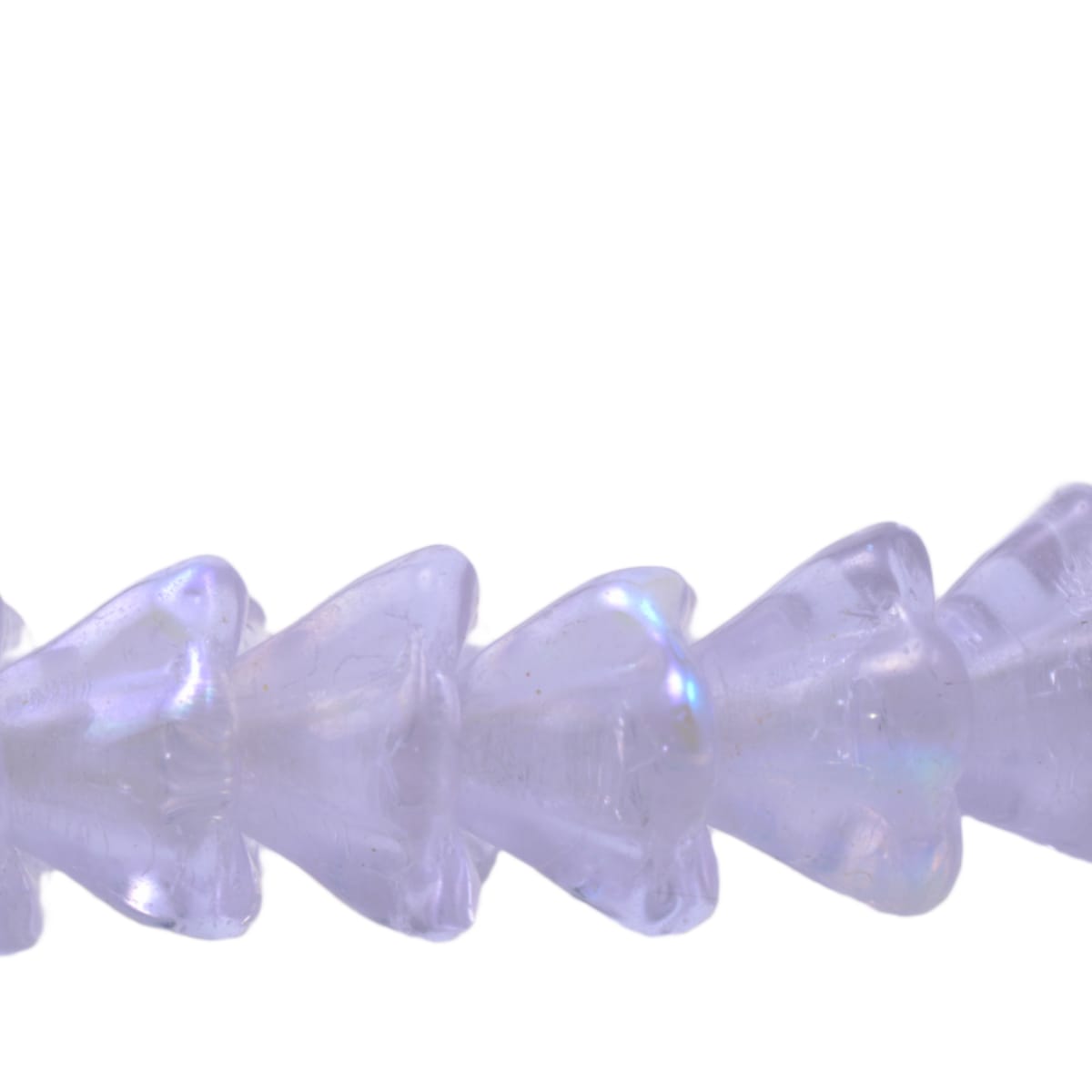 Czech Glass Iridescent Flower Cup Beads 9 inch Strand - Lavender Purple AB Finish