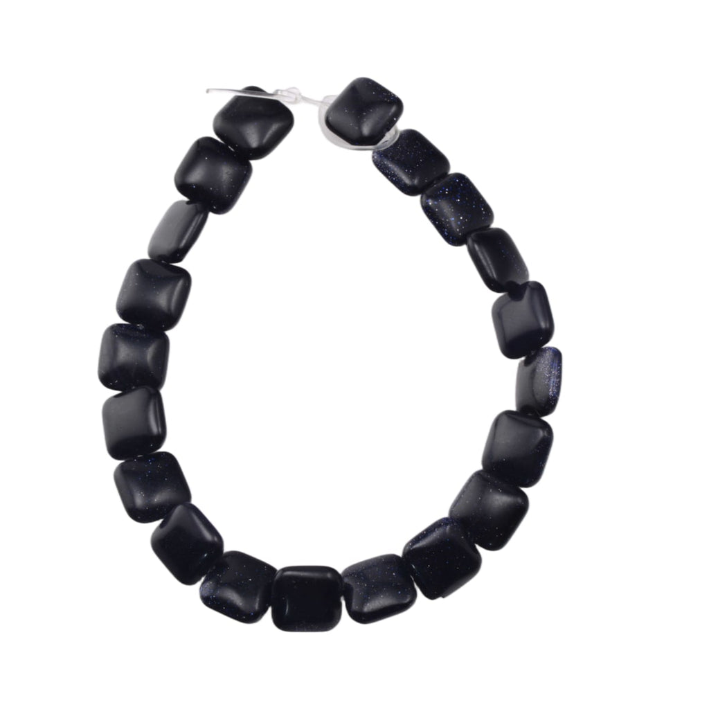 Blue Goldstone Glass Square Beads 10mm - 20 Piece Strand