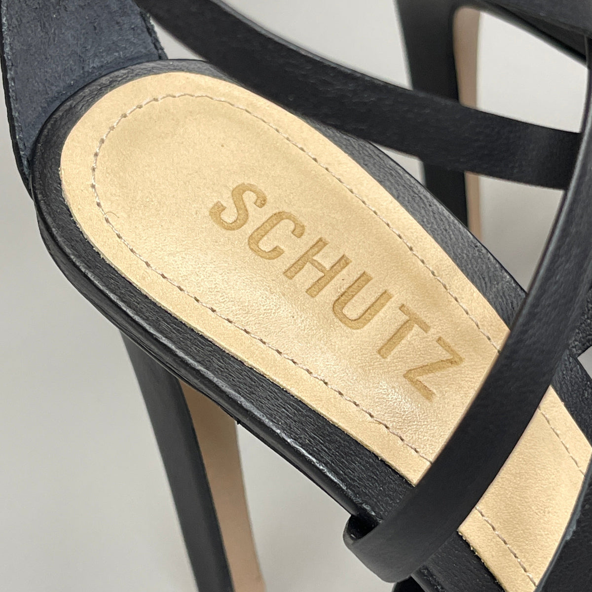 SCHUTZ Bryce Ankle Tie Women's Leather High Heel Strappy Sandal Black Sz 9B (New)
