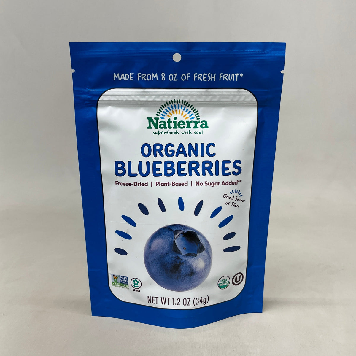 NATIERRA Nature & Earth Freeze-Dried Organic Blueberries 1.2oz -3 packs (New)