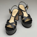 SCHUTZ Keefa Casual Women's Leather Sandal Black Platform 4" Heel Shoes Sz 7.5B (New)