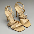 SCHUTZ Bryce Ankle Tie Women's Leather High Heel Sandal Light Nude Sz 10.5B (New)
