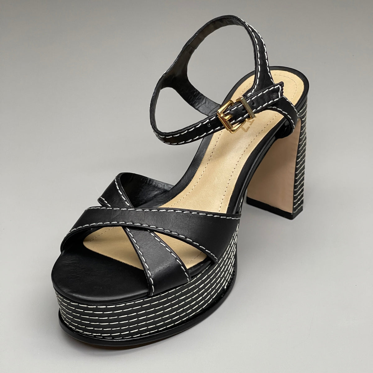 SCHUTZ Keefa Casual Women's Leather Sandal Black Platform 4" Heel Shoes Sz 10B (New)