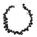 Natural Hypersthene Gemstone Bead Strand 15 Inches - Dark Metallic Flat Oval Beads
