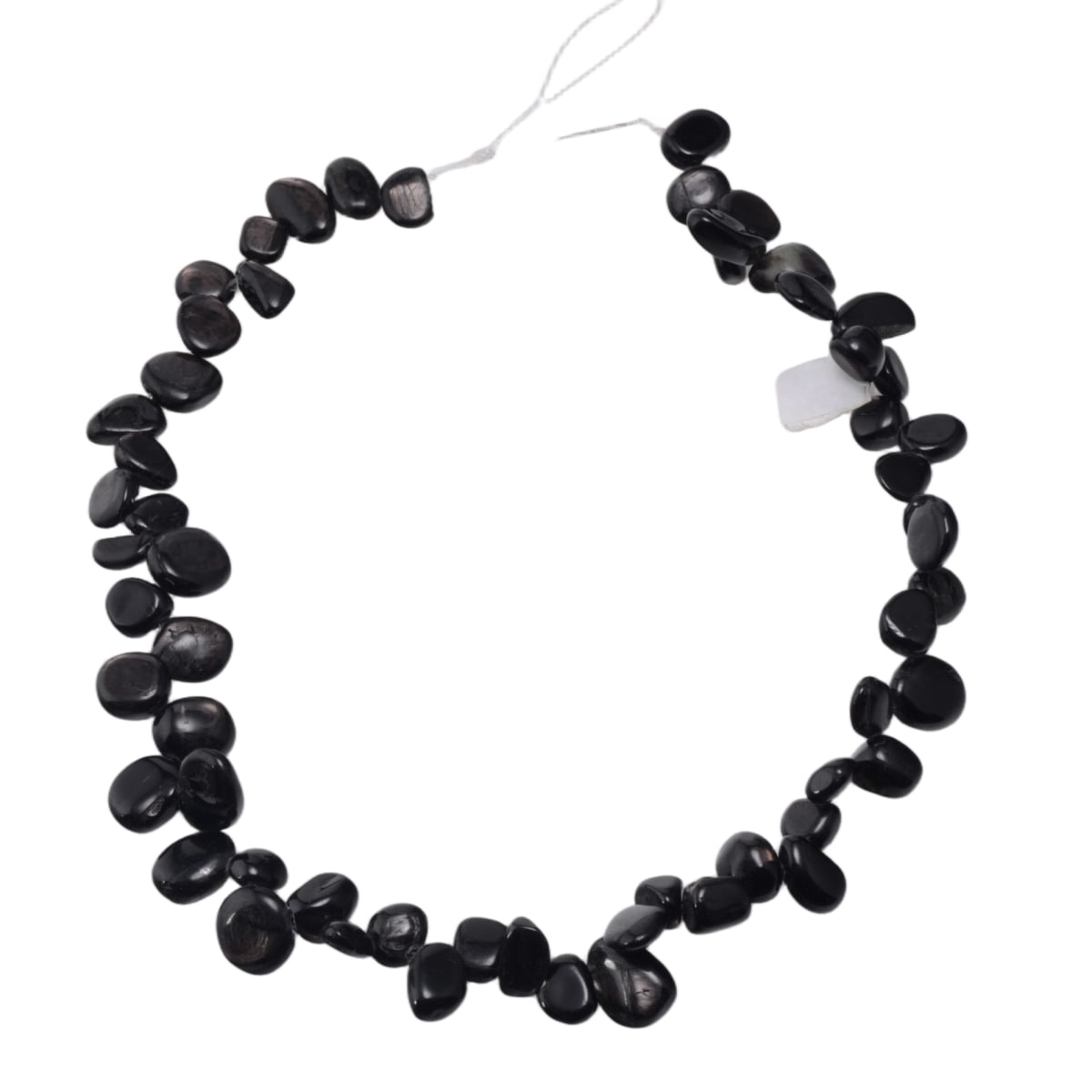 Natural Hypersthene Gemstone Bead Strand 15 Inches - Dark Metallic Flat Oval Beads