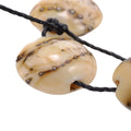 Lampwork Glass Cream Ivory Lentil Beads with Silver Accents - 15-16mm - Set of 5 Handmade Art Glass Beads