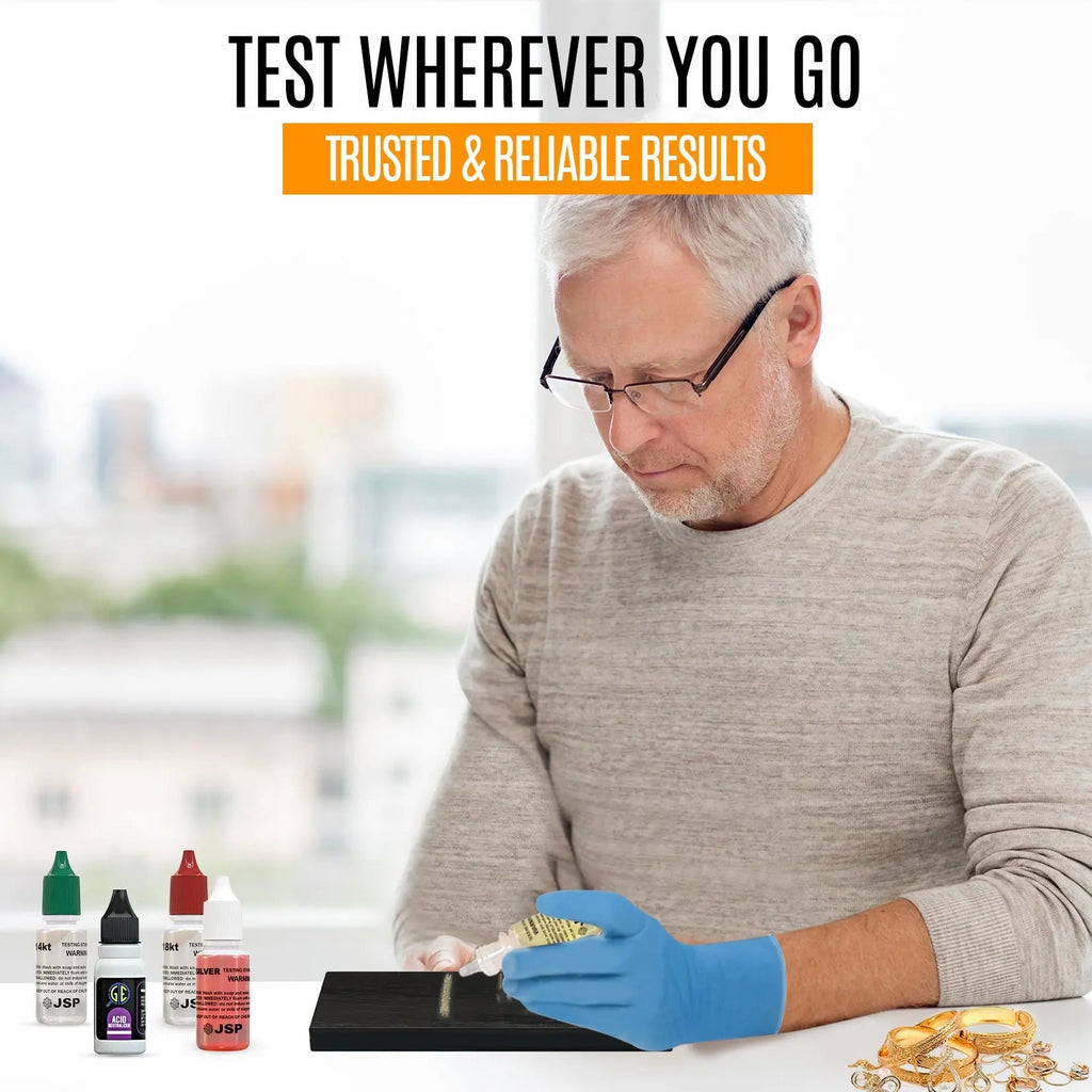 JSP 18K Gold Jewelry Acid Test Kit for Bars Coins Precious Metals w/ GTE Test Stone