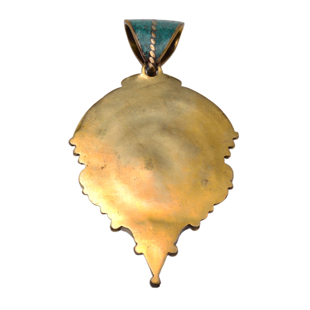 Tibetan Brass Turquoise Coral Statement Pendant 90x53mm - Ornate Traditional Design