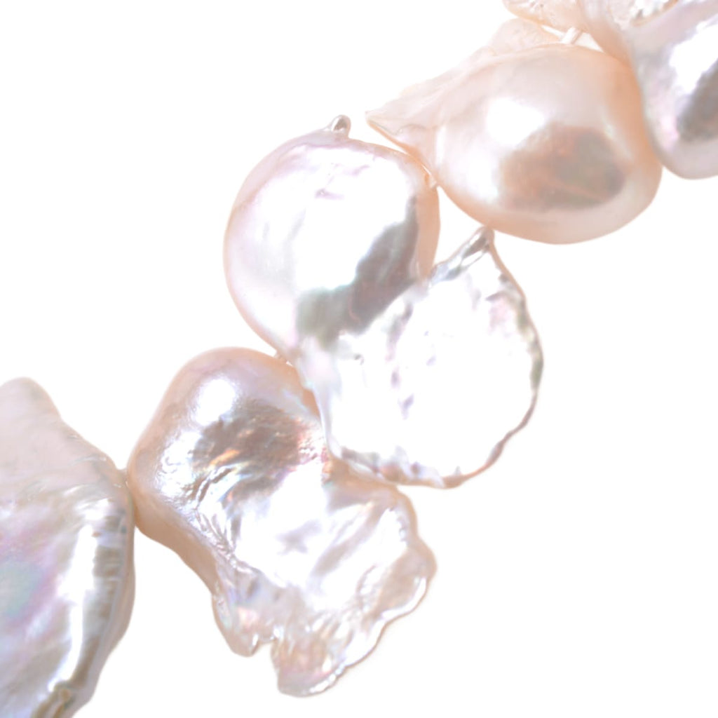 White Baroque Freshwater Pearl Strand 15.5in - Lustrous Irregular Natural Pearls