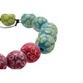 Lampwork Glass Beads: Multi-Color Circle Pattern Round 13mm Strand - 21 Pieces