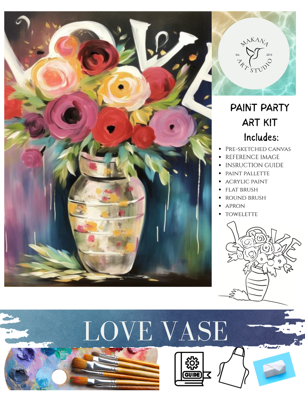 "Love Vase" Paint & Sip Art Kit from Makana Art Studio