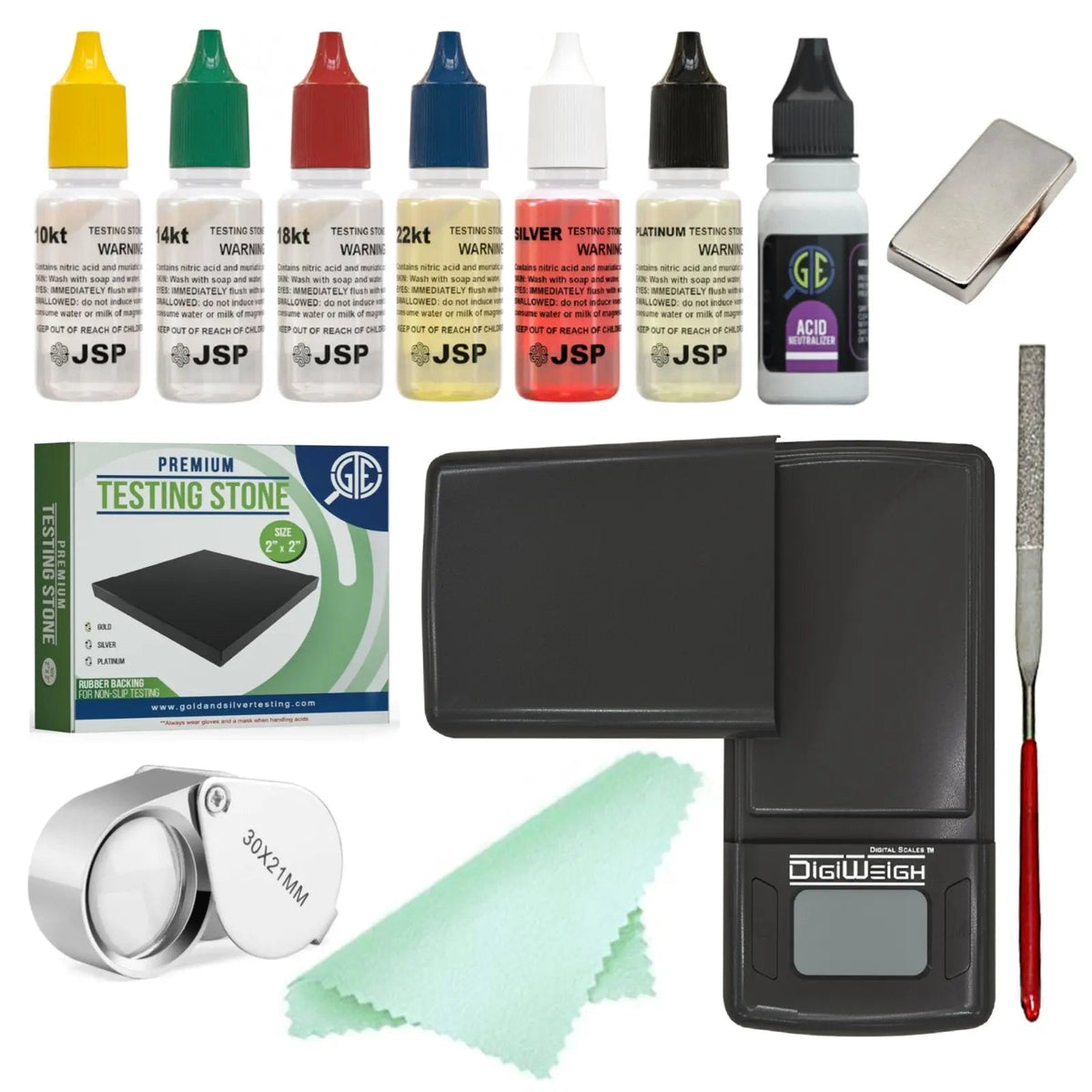 Electronic Troy Ounce 1000G Digital Scale & Gold, Silver, Platinum Jewelry Acid Test Kit with Earth Magnet MAGNET