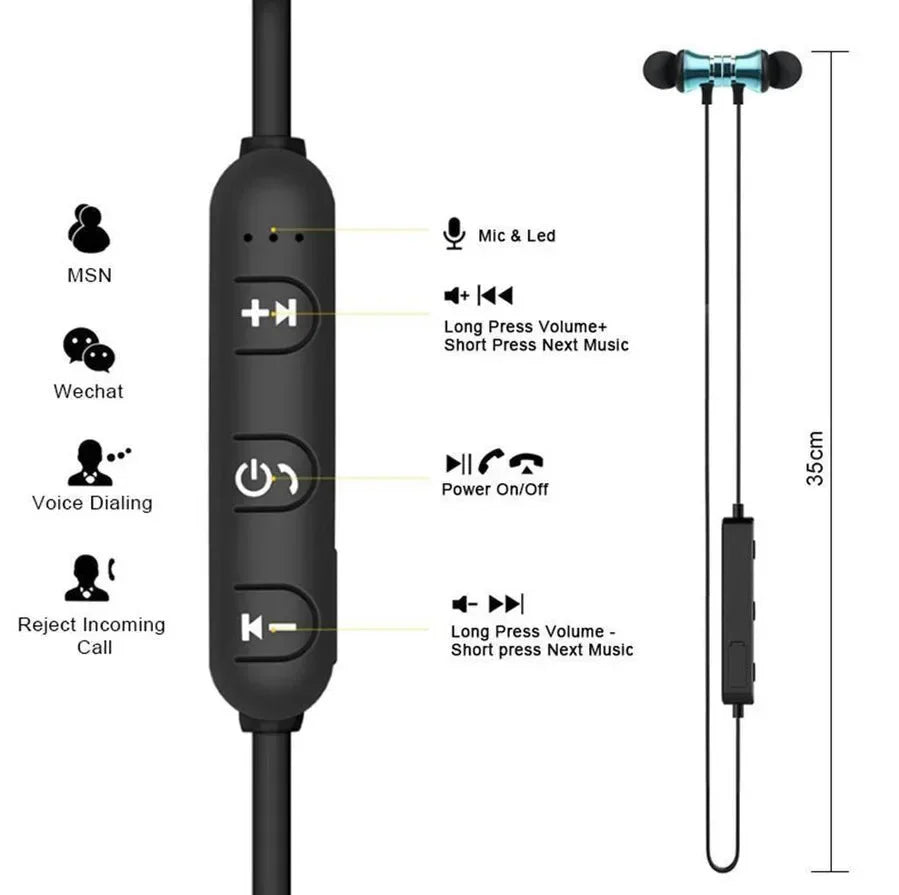 Wireless Bluetooth Neckband Headphones | Sports Earphones with Mic