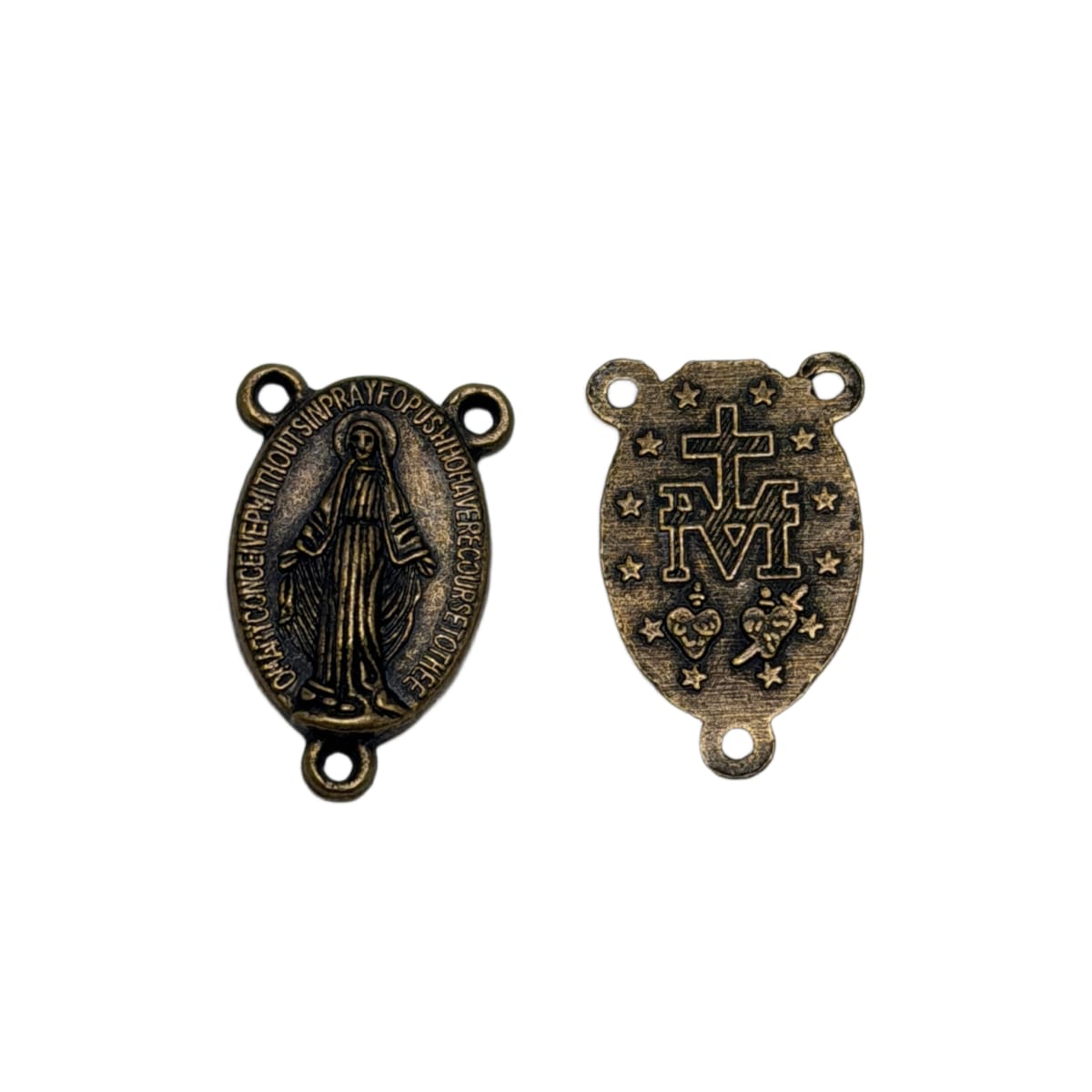 Pewter Miraculous Medal Rosary Connectors 23mm - Base Metal Religious Findings