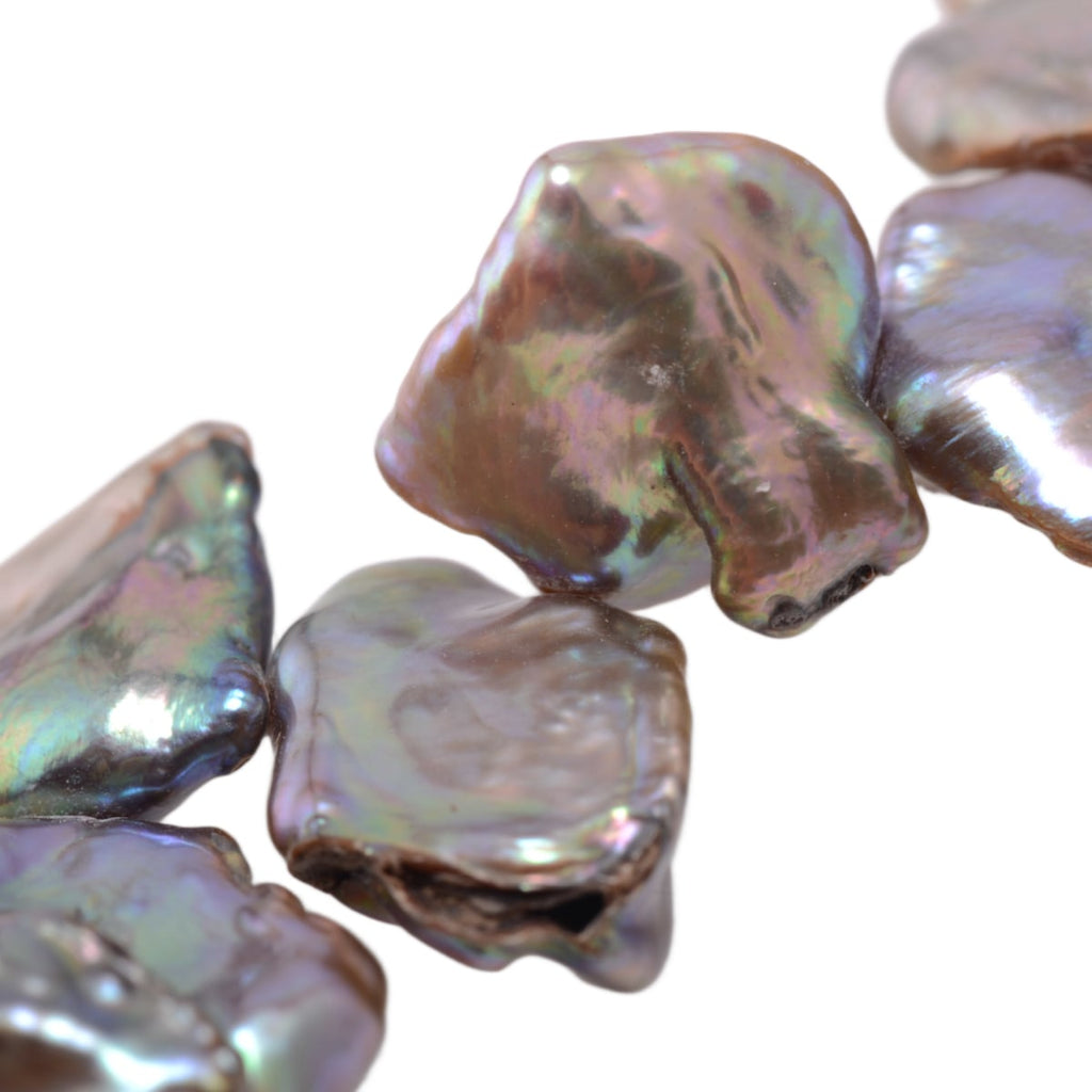 Gray Iridescent Keshi Pearl Strand 15in - Freshwater Baroque Pearls