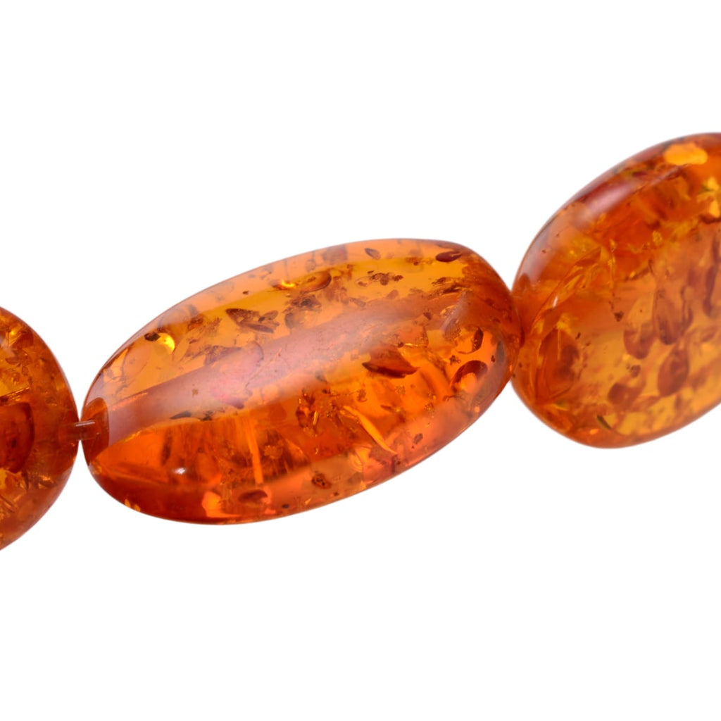 Baltic Amber Resin Oval Beads 14x10mm - Honey Golden Orange Strand