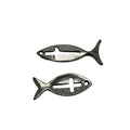 Antique Silver Pewter Jesus Fish Charm 20mm - Christian Symbol Pendant USA Made