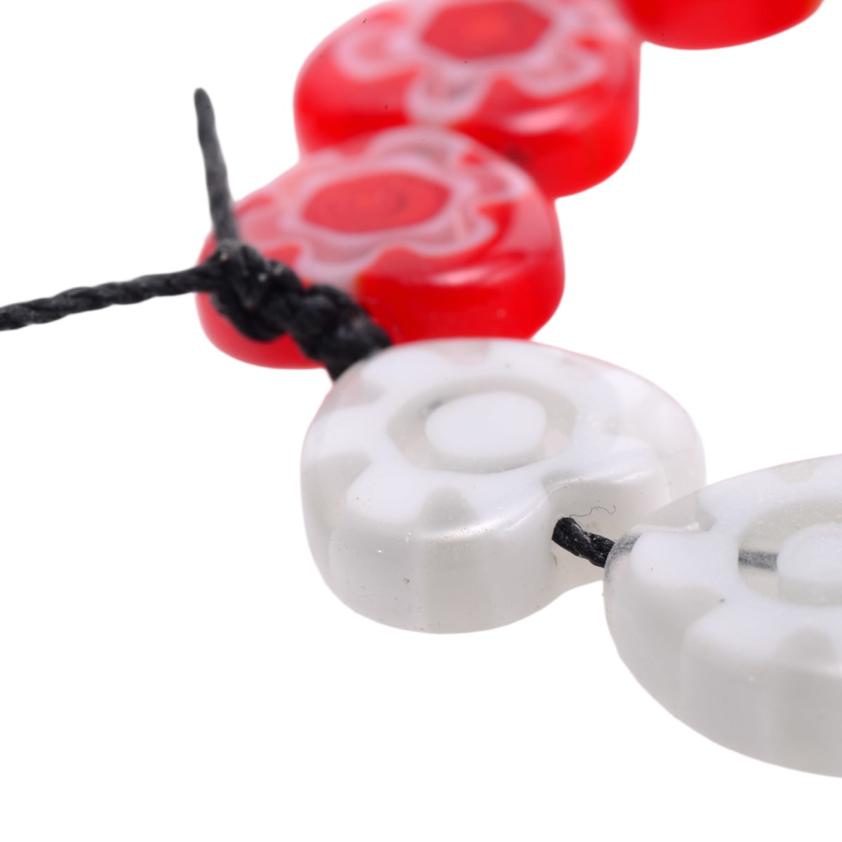 Red and White Heart Lampwork Glass Beads - 12mm Strand of 11 Beads