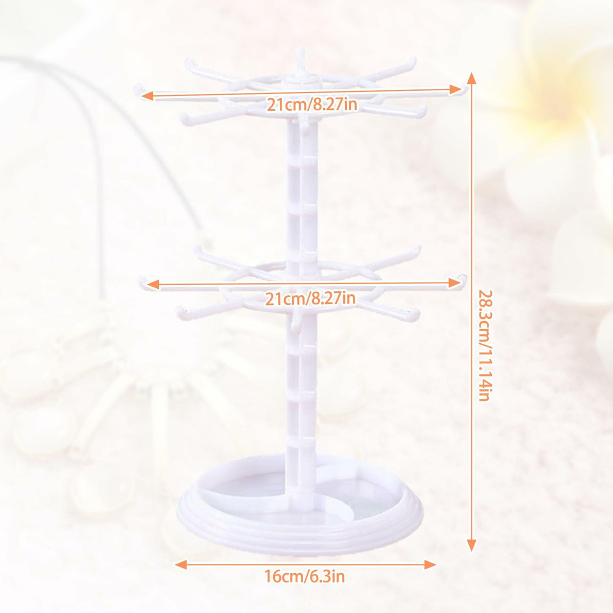 Ysmooiuy 11JJ1 White Rotating Necklace Holder Organizer Jewelry Stand
