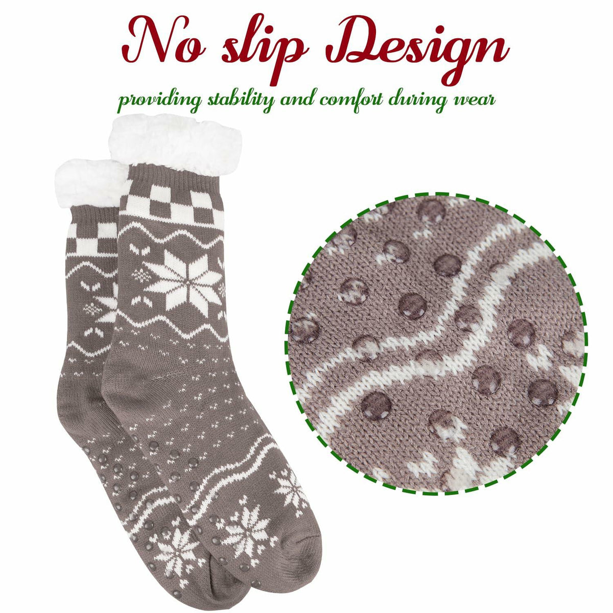Kiddokids Women's Fuzzy Slipper Socks with Grippers Warm Cozy Fleece - One Size