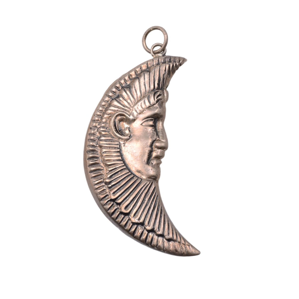 Sterling Silver Crescent Moon Face Charm - Peter Stone Designer Pendant 53mm
