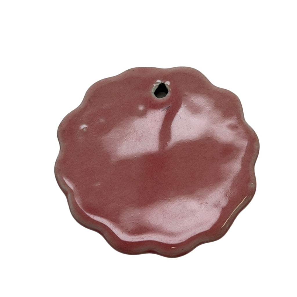 Ceramic Pink Glazed Floral Pendant 45mm - Statement Focal Bead