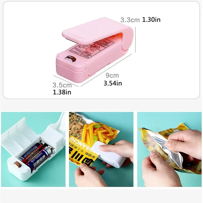 Mini Handy Portable Bag Heat Sealer | Battery-Operated Plastic Bag Resealer for Kitchen Storage