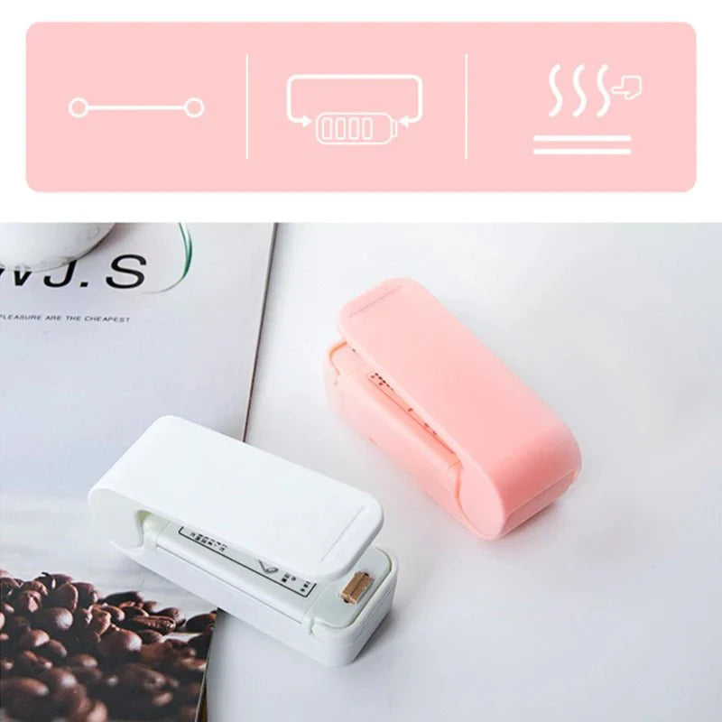 Mini Handy Portable Bag Heat Sealer | Battery-Operated Plastic Bag Resealer for Kitchen Storage