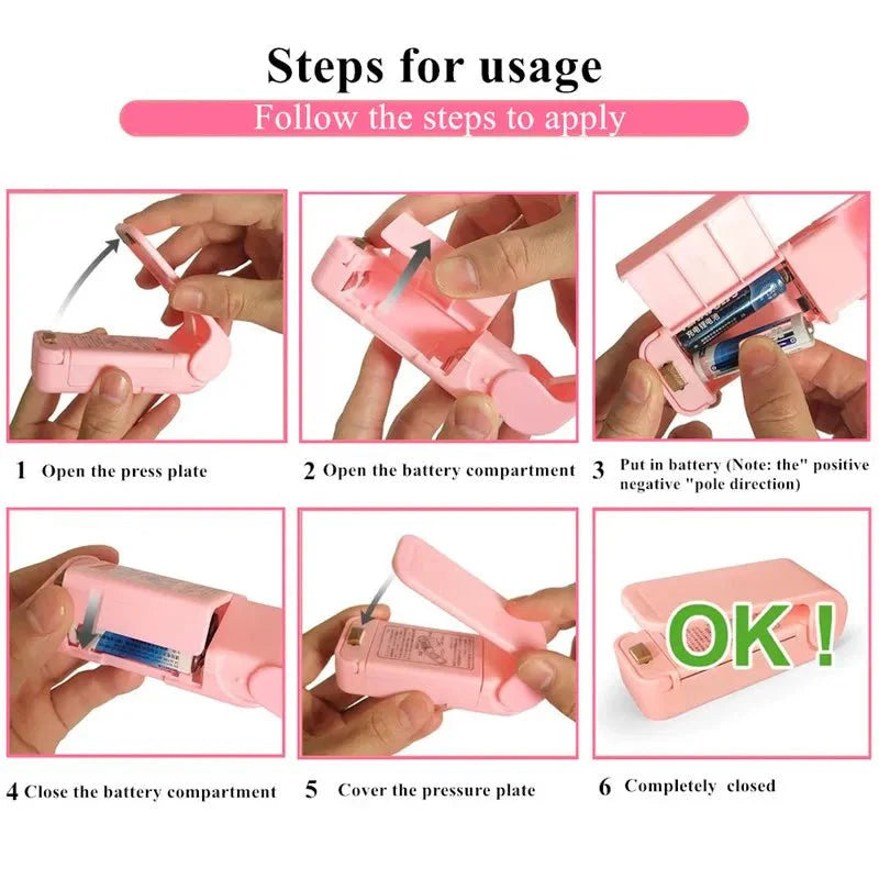Mini Handy Portable Bag Heat Sealer | Battery-Operated Plastic Bag Resealer for Kitchen Storage
