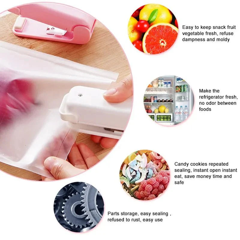 Mini Handy Portable Bag Heat Sealer | Battery-Operated Plastic Bag Resealer for Kitchen Storage