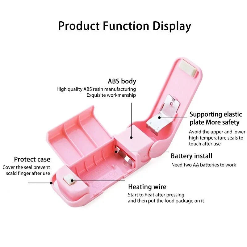 Mini Handy Portable Bag Heat Sealer | Battery-Operated Plastic Bag Resealer for Kitchen Storage