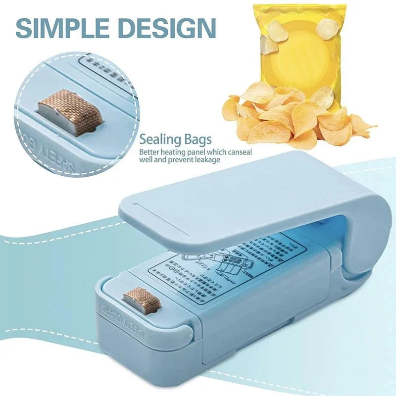 Mini Handy Portable Bag Heat Sealer | Battery-Operated Plastic Bag Resealer for Kitchen Storage