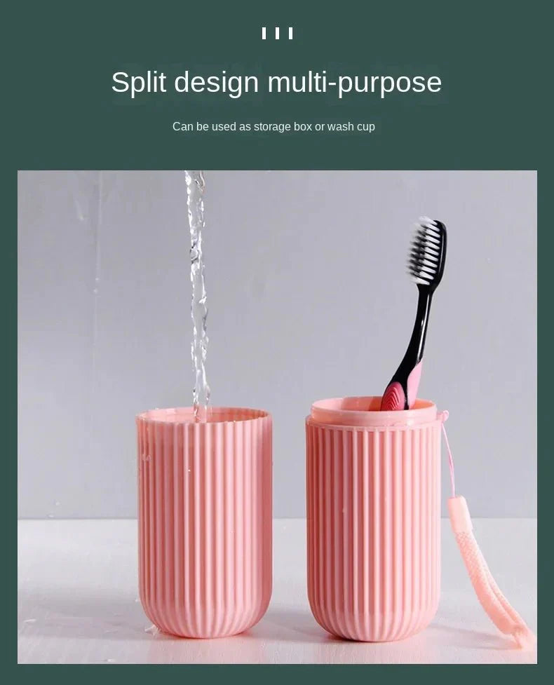 Portable Toothbrush Cup | Travel Toothpaste Holder and Toiletry Storage Case Organizer