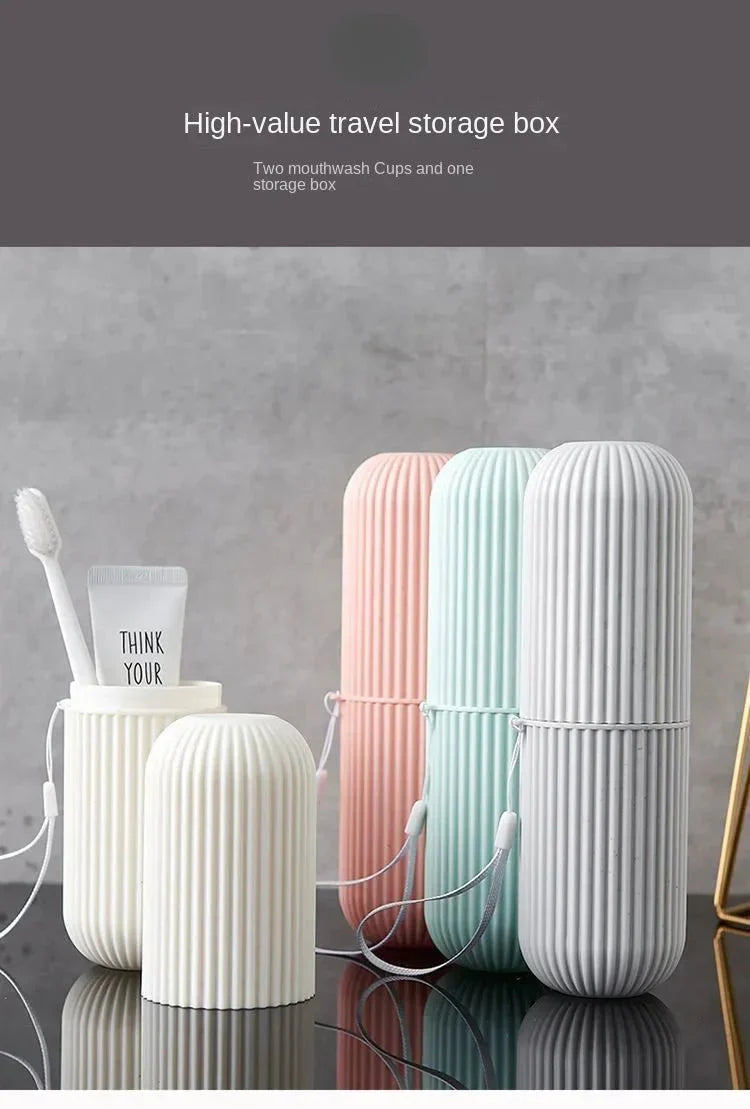Portable Toothbrush Cup | Travel Toothpaste Holder and Toiletry Storage Case Organizer