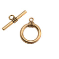 Antique Gold Plated Pewter Toggle Clasp Set - 18mm Ring 25mm Bar