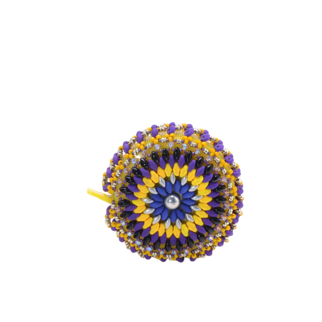 Beaded Mandala Tape Measure 60 Inch Purple Yellow Blue - 58mm Retractable Sewing Tool