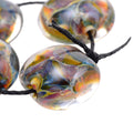 Handmade Borosilicate Glass Lentil Beads 14x16mm - Grace Ma - Multicolor Iridescent Lampwork Set of 4
