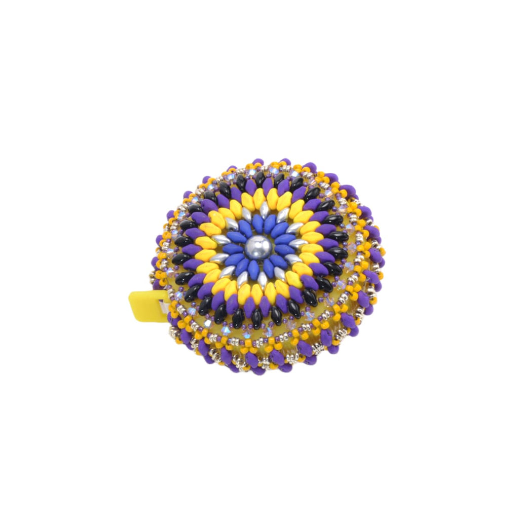Beaded Mandala Tape Measure 60 Inch Purple Yellow Blue - 58mm Retractable Sewing Tool