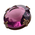 Amethyst Purple Glass Stone Brooch in Ornate Brass Setting - 13x27mm Vintage Style
