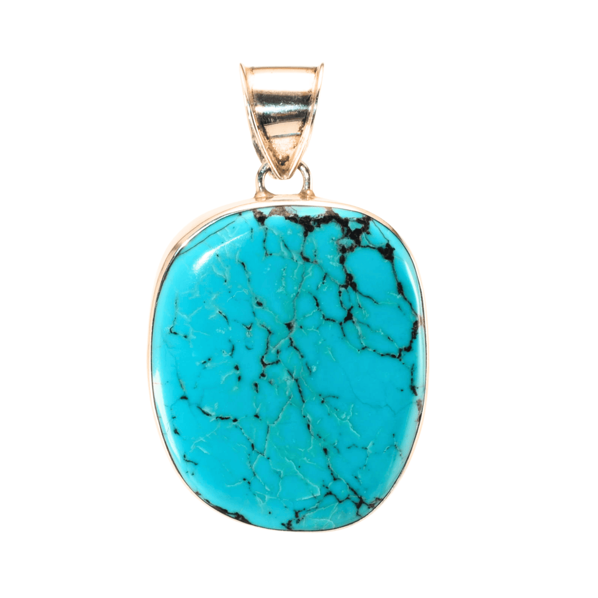 Large Sterling Silver Turquoise Pendant - 63mm