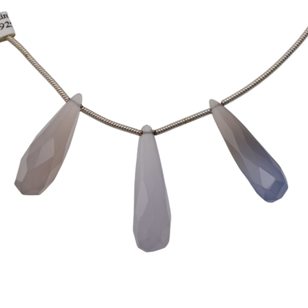 Lavender Chalcedony Faceted Teardrop Briolettes - 23-27mm Premium Grade Natural Stone Beads