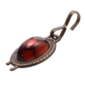 Amber Faceted Glass Stone Pendant in Antiqued Bronze Setting - 20x48mm