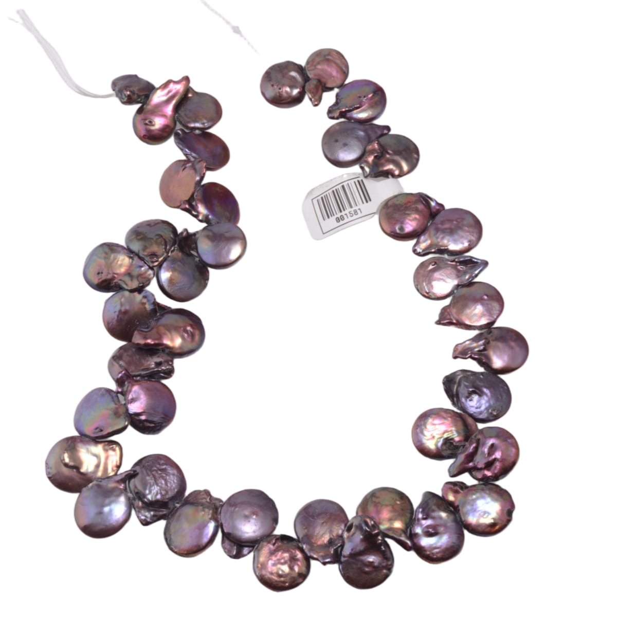 Maroon Peacock Freshwater Coin Pearl Strand 16 Inch - Premium Lustrous Disc Pearls