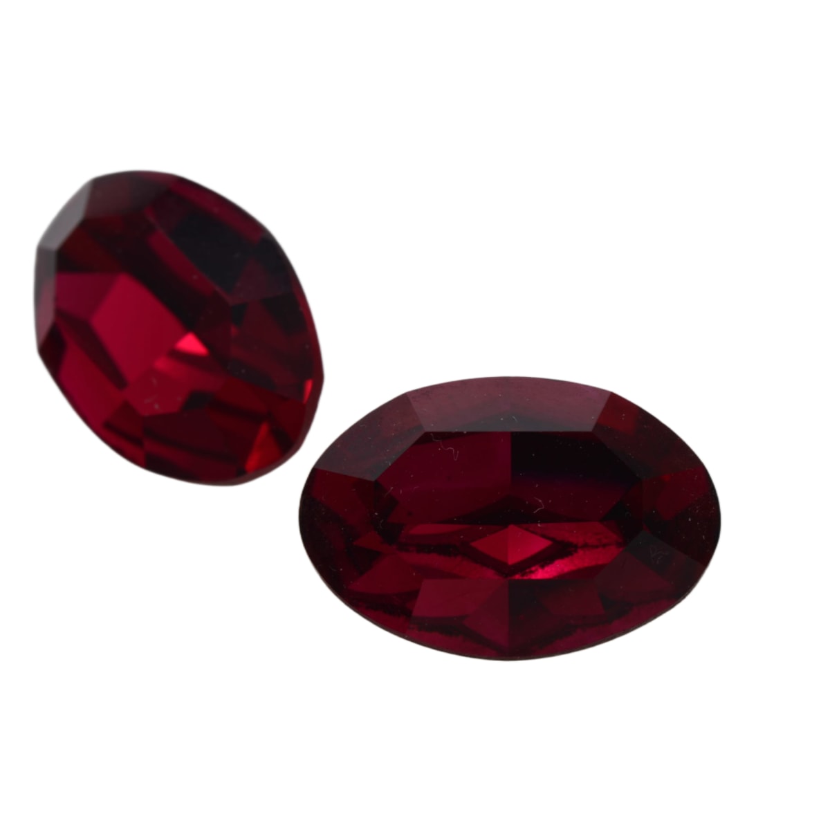 Glass Oval Cut Siam Red Rhinestones 11x6mm - Individual Faceted Stones